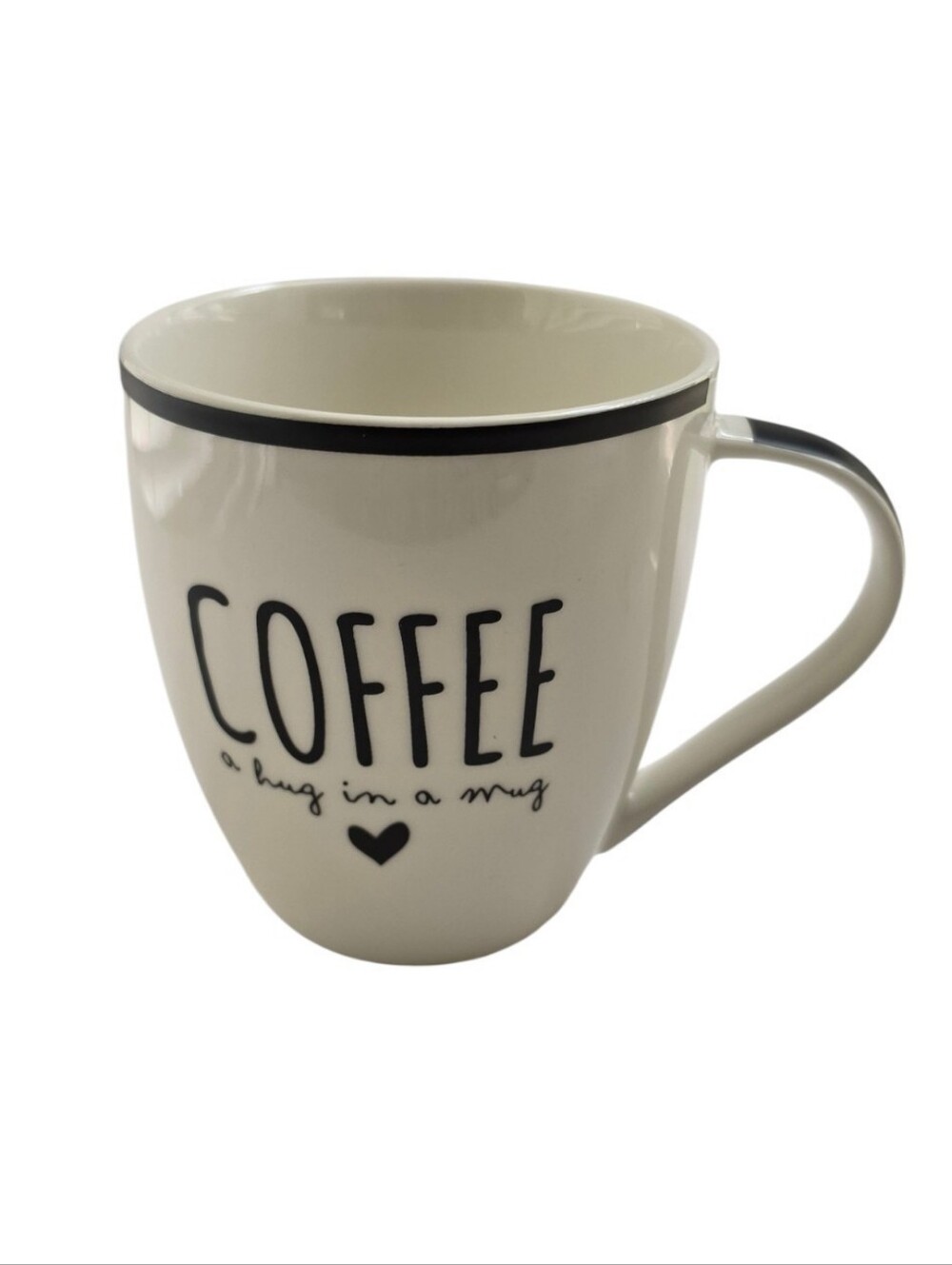 Home Basics Coffee A Hug in a Mug Black White Ceramic Coffee Mug - Picture 2 of 7